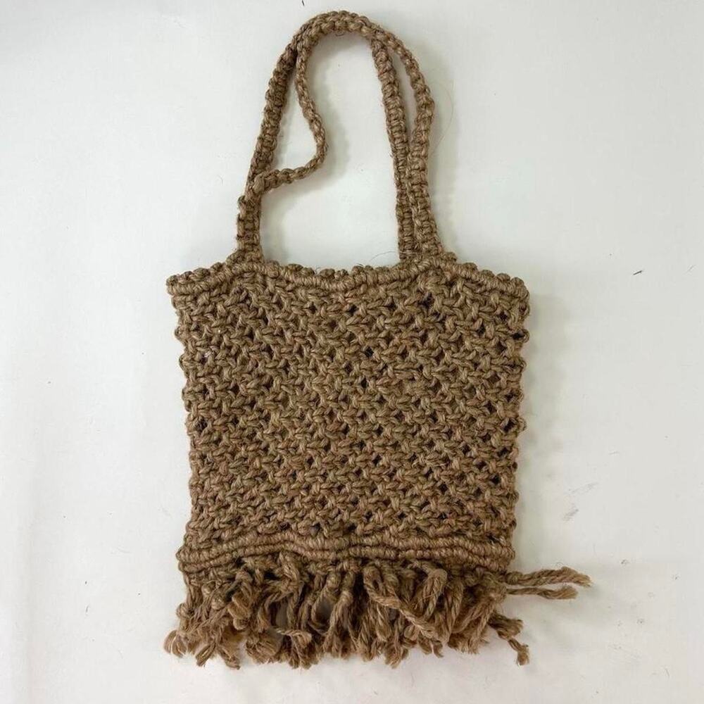 Vintage raffia crochet large tote